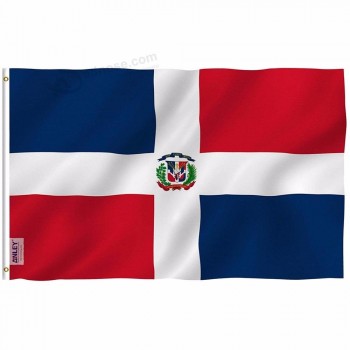 canvas header and double stitched - dominican national flags polyester with brass grommets 3 X 5 Ft