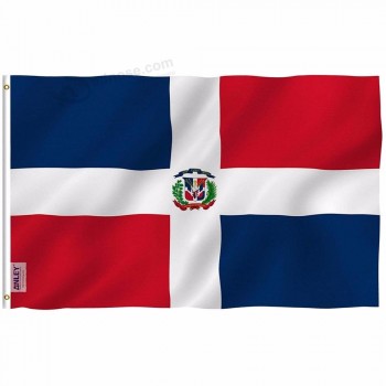 canvas koptekst en dubbel gestikt - dominicaanse nationale vlaggen polyester met messing doorvoertules 3 X 5 Ft