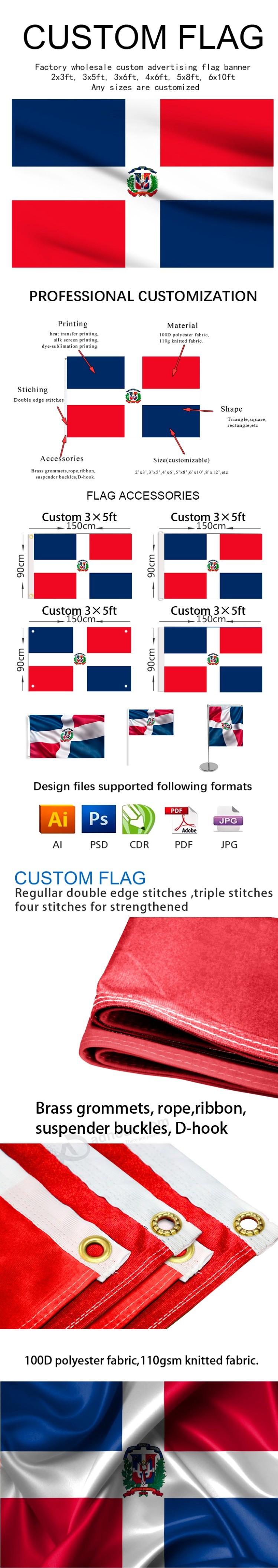 Produttore di bandiere nazionali a sublimazione di calore stampato a tessuto diretto