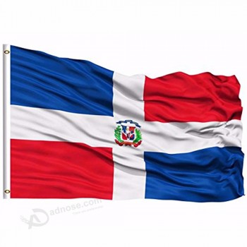 2019 도미니카 국기 3x5 FT 90x150cm 배너 100d 폴리 에스테르 사용자 정의 플래그 금속 밧줄 고리