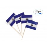 Сальвадор флаг сальвадорские флаги, 100 шт. Кекс топперс флаг, страна зубочистка флаг