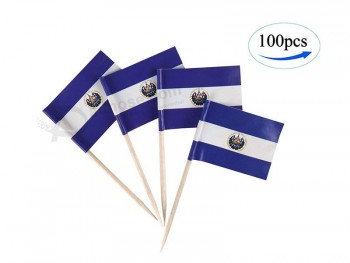El Salvador Flag Salvadoran Flags,100 Pcs Cupcake Toppers Flag, Country Toothpick Flag