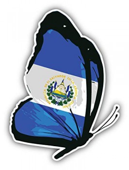 Inc El salvador bandera mariposa vinilo calcomanía pegatina impermeable calcomanía del coche pegatina para el parachoques 5 