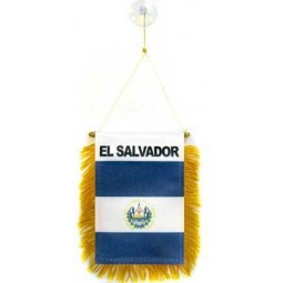 El Salvador Mini Banner 6 '' x 4 '' - salavadorianischer Wimpel 15 x 10 cm - Mini Banner 4 x 6 Zoll Saugnapfhalter