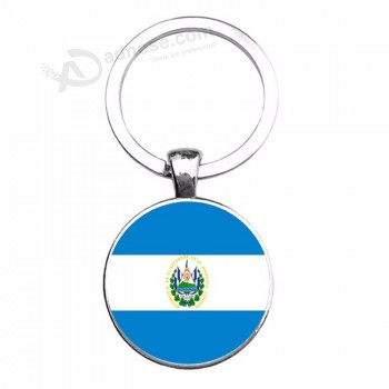 personalisierte Schlüsselanhänger Hersteller El Salvador Flagge Zink-Legierung Schlüsselanhänger Ring