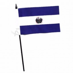 China factory supply El Salvador hand held flag with plastic or wooden pole
