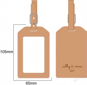 etiquetas de couro personalizadas da bagagem da extremidade do gigh com carimbo do logotipo