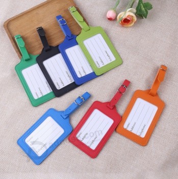 Custom Wholesale Tourism Trend High Quality PU Business Travel bulk Luggage tag With Snap Button Flap