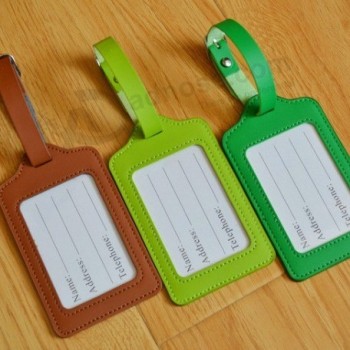 soft plastic labels rubber PU leather tag travel personalized custom logo luggage tag with snap button flap