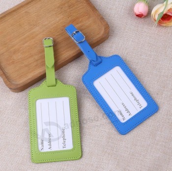 Wholesale personalized colorful bulk airplane soft pu leather custom luggage tag with snap button flap