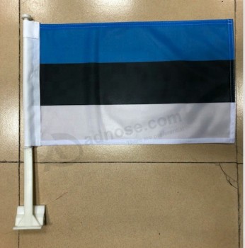 Factory selling car window Estonia flag with plastic pole
