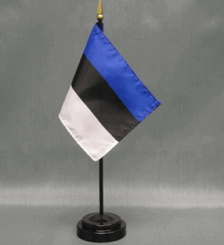 プラスチックスタンドが付いている熱い販売ポリエステルエストニアテーブルの旗