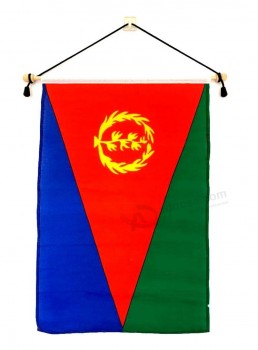 厄立特里亚12“ x18”聚酯墙横幅旗，安装在白桦木横幅杆上的12 x18厄立特里亚墙壁或学校旗帜
