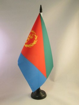 厄立特里亚桌旗5英寸x 8英寸-厄立特里亚国旗21 x 14厘米-黑色塑料棒和底座