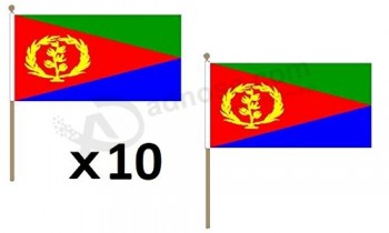 eritrea flag 12'' x 18'' wood stick - eritrean flags 30 x 45 cm - banner 12x18 in with pole