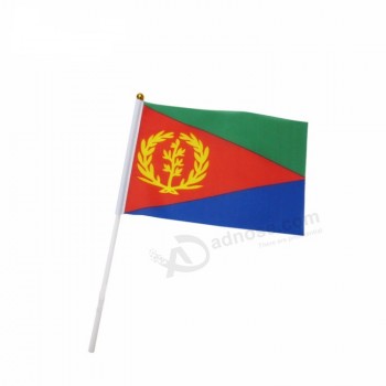 Único lado 14 * 21 cm poliéster pequena bandeira da Eritreia mão