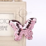 cute butterfly keychain glitter pompom sequins Key chain gifts for women