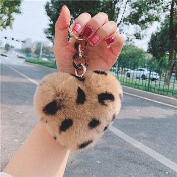 Fluffy Fur pompom Keychain Soft Lovely Heart Shape
