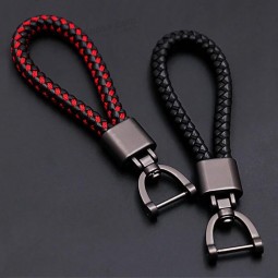 custom high-grade hand woven leather Car keychain 360 degree