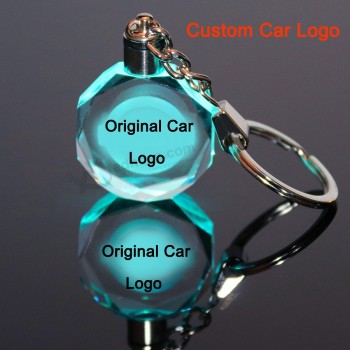 Laser Engraving Crystal Car Motorcycle Logo Key chain LED Light