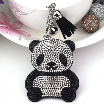 Women panda tassel key chain key rings for car bags accessories