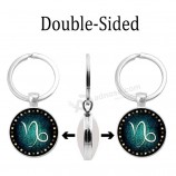 Zeitglas 12 Konstellation keychian Schlüsselring doppelseitig Schlüsselkette Schmuck Geschenke Frauen Mädchen Männer Jungen Handtaschen Autozubehör