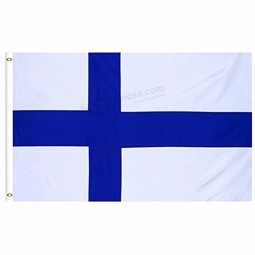 フィンランド国民旗ポリエステルカスタムフラグ金属グロメット