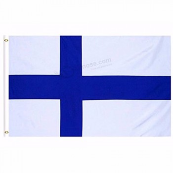Finland National Banner Polyester Custom flag metal Grommet