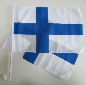 factory selling car window finland flag with plastic pole