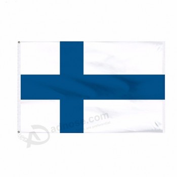 Wholesale 100% Polyester FI Finnish Blue Cross On White Finland  Flag