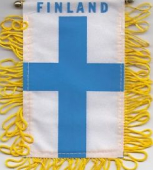 Poliéster Finlandia bandera nacional del espejo colgante del coche