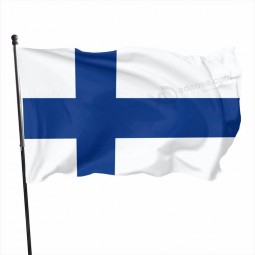 标准尺寸3 * 5英尺聚酯芬兰国旗横幅
