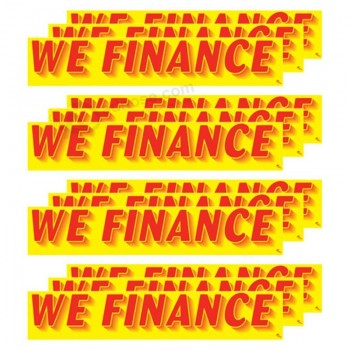 VERSA-TAGS 14.5 Inch Red & Yellow Adhesive Windshield Slogan Car Dealer Sticker - We Finance