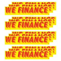 versa-tags 14,5-дюймовый красно-желтый клейкий слоган для лобового стекла Стикер автодилера - Мы финансируем