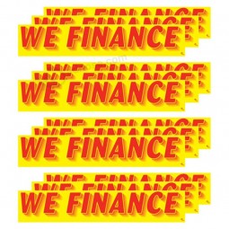 versa-tags 14.5 inch Red & yellow adhesive windshield slogan Car dealer sticker - We finance