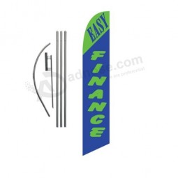 easy finance advertising feather banner swooper flag sign with flag pole Kit and ground stake, green and blue