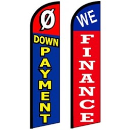 Car dealer windless swooper, feather, banner flag combo Pk 0 down payment - WE finance