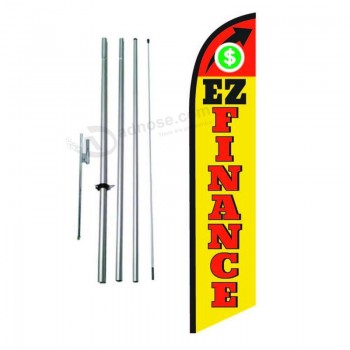Easy Finance Auto Dealership Advertising Feather Banner Swooper Flag Sign with Flag Pole Kit and Ground Stake