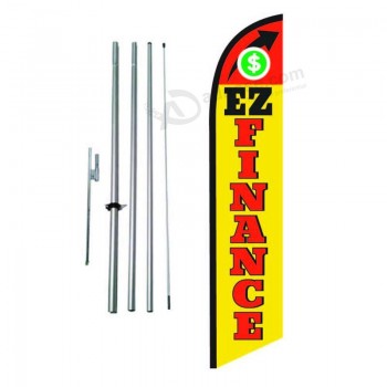 Easy Finance Auto Dealership Advertising Feather Banner Swooper Flag Sign with Flag Pole Kit and Ground Stake
