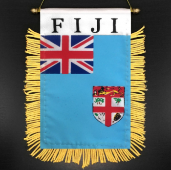 Small mini car window rearview mirror Fiji flag