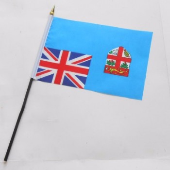 suministro de fabricación de bandera poliéster mini fiji bandera de mano nacional