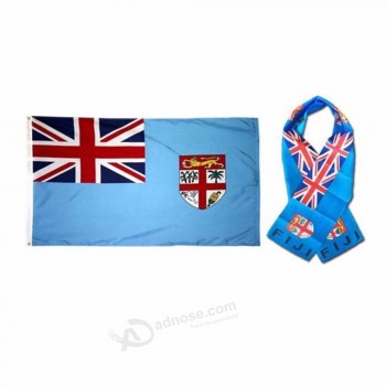 Großhandel Combo Set Fidschi Land 90 * 150cm Flagge und 17 * 140cm Schal
