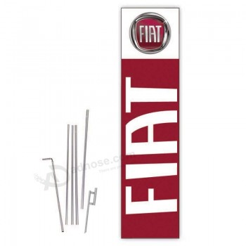 cobb promo fiat (Rood) rechthoekige boomer vlag met complete 15ft paalset en grondpen