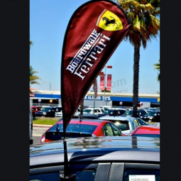 Knitted Polyester Teardrop Mini Ferrari Logo Flag for Car Window