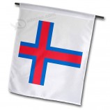フェロー諸島-フェロー語-デンマーク白赤青オフセットスカンジナビアノルディッククロスカントリー-12 x 18インチガーデンF