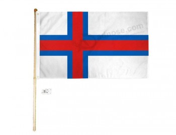 venta al por mayor superstore 3x5 3'x5 'bandera de poliéster de las islas faroe con asta de bandera de 5' (pie) Kit con soporte de montaje en pared y tornillos (importados)