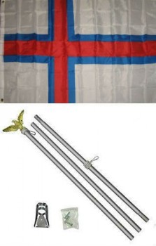 Faeröer vlag aluminium met paal Kit Set voor thuis en optochten, officieel feest, alle weersomstandigheden binnenshuis buitenshuis