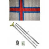 Faeröer vlag aluminium met paal Kit Set voor thuis en optochten, officieel feest, alle weersomstandigheden binnenshuis buitenshuis