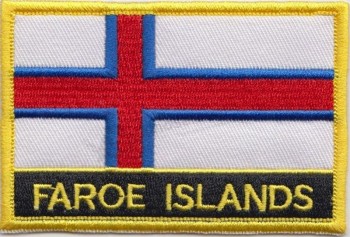 Geborduurde rechthoekige patch badge van Faeröer / naai of opstrijkbaar - exclusief ontwerp van 1000 vlaggen