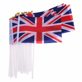 Bandera de la mano del Reino Unido bandera nacional del país bandera festival decoración deportiva con poste de plástico